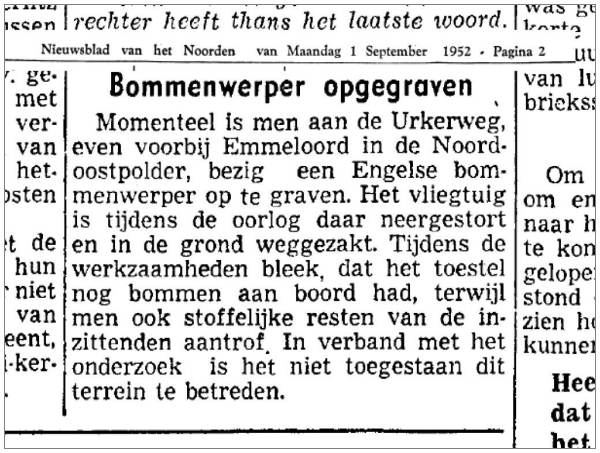 01 Sep 1952 - NVHN - Salvage English bomber - Urkerweg