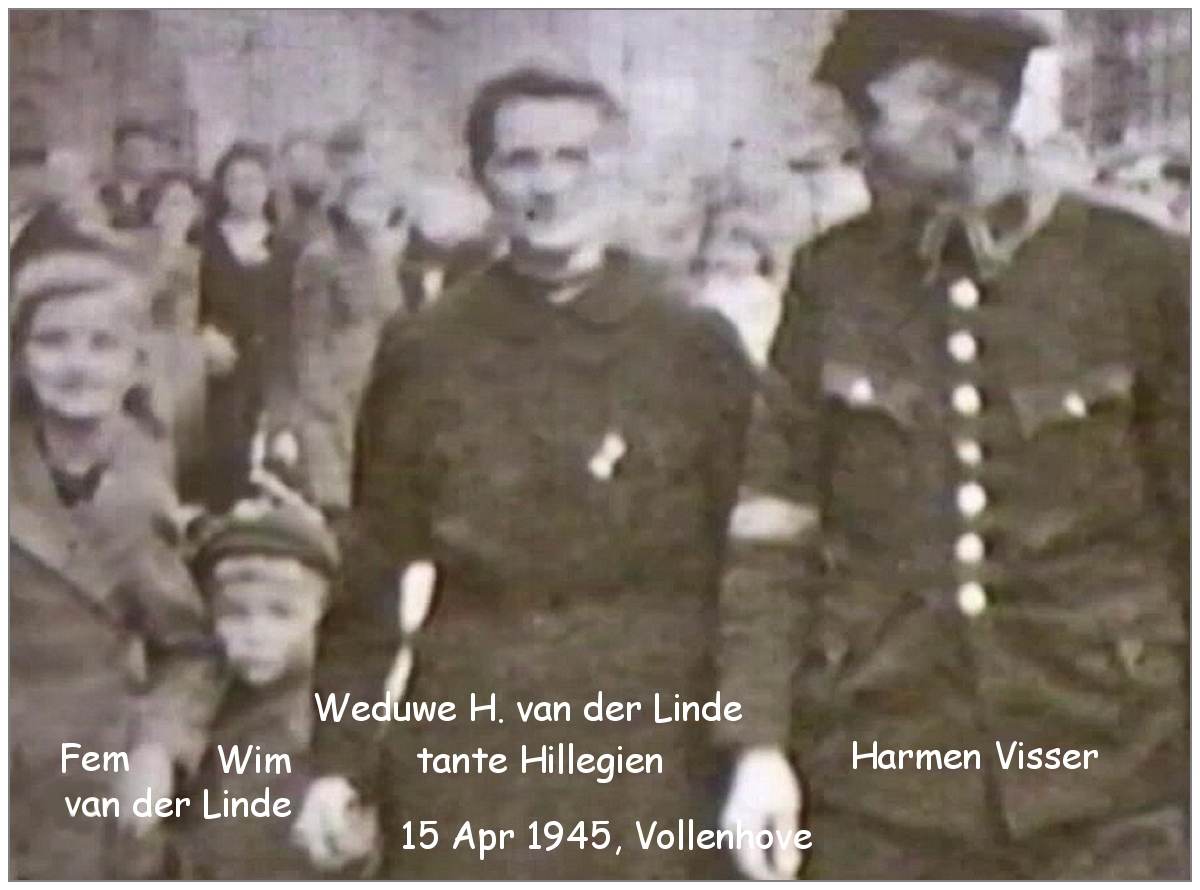 l-r: Fem, Wim, 'Tante' Hillegien and Harmen Visser - 5 Apr 1945, Bentstraat, Vollenhove