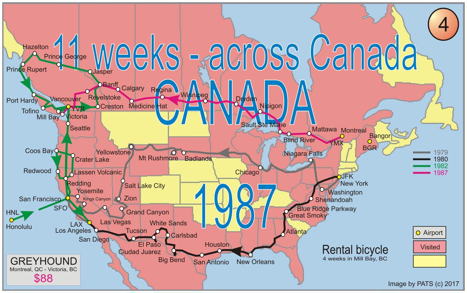 1987 - 11 weeks - across Canada to Vancouver Island