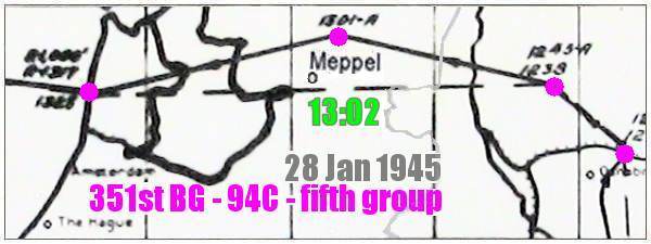 94C - flown route - 1241-1245-1301-1317 on 28 Jan 1945 - Cologne