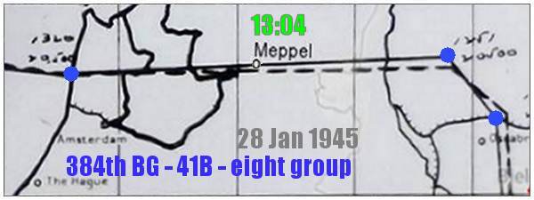 41B - flown route - 1242-1251-1320 on 28 Jan 1945 - Cologne
