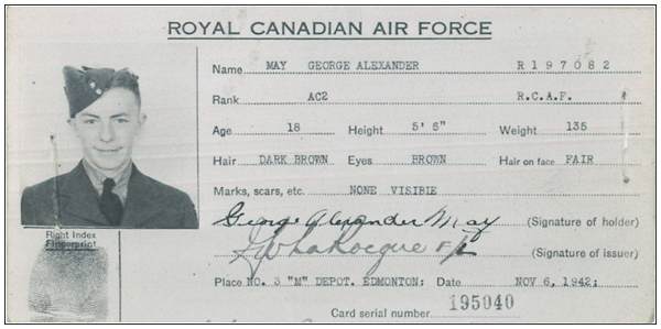 R/197082 - AC2 - George Alexander May - RCAF - ID Card No. 195040 - 06 Nov 1942