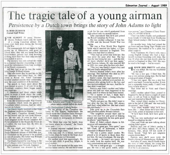 The tragic tale of a young airman - Edmonton Journal - Aug 1989