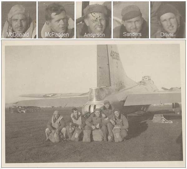 5 Airmen behind Tail #44-8385 - S/Sgt. Charles W. Anderson Jr. - center