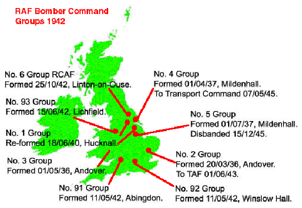 RAF Bomber Command Groups - 1942