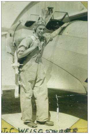 Cadet J. C. Weisgarber - El Reno, OK - 1943 - soloed in Fairchild PT-19 after 8hrs instruction