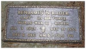15071805 - O-753734 - Capt. Benjamin Neale Rader - grave marker - McComb Union Cemetery
