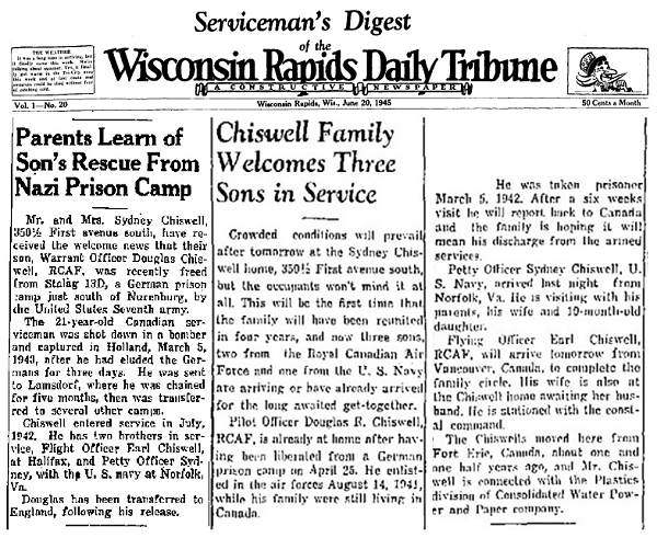 News clips - Chiswell - Wisconsin Rapids Daily Tribune - 1945