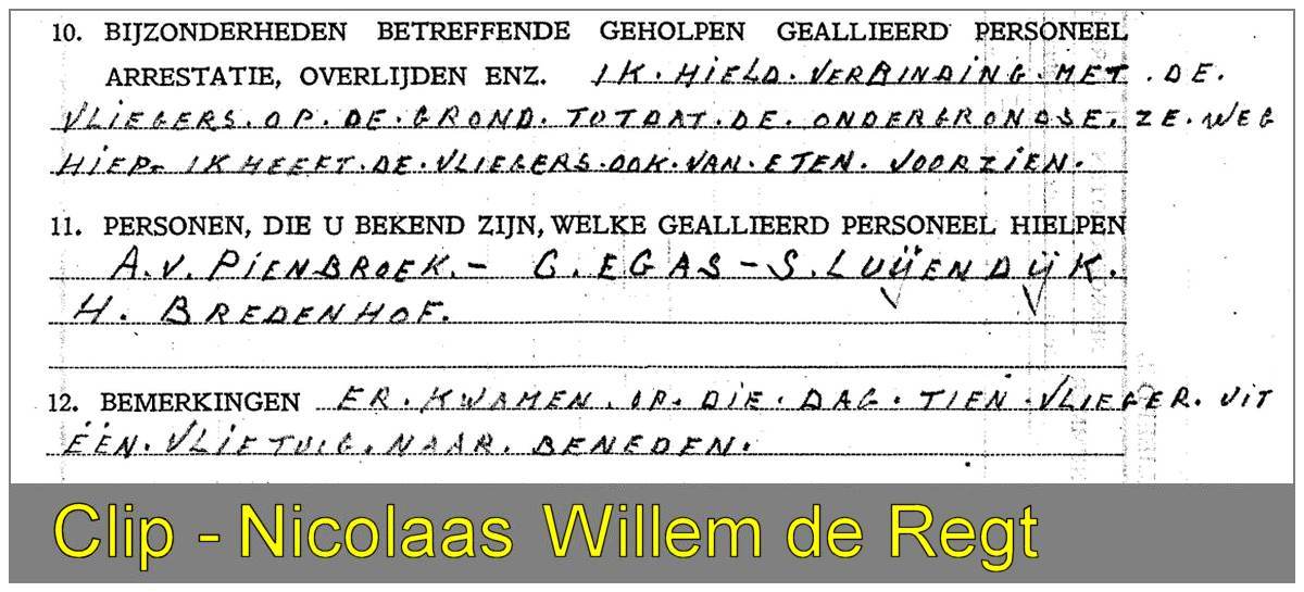Clip - Vragenlijst / Questionnaire - Nicolaas Willem de Regt - 09 Apr 1946
