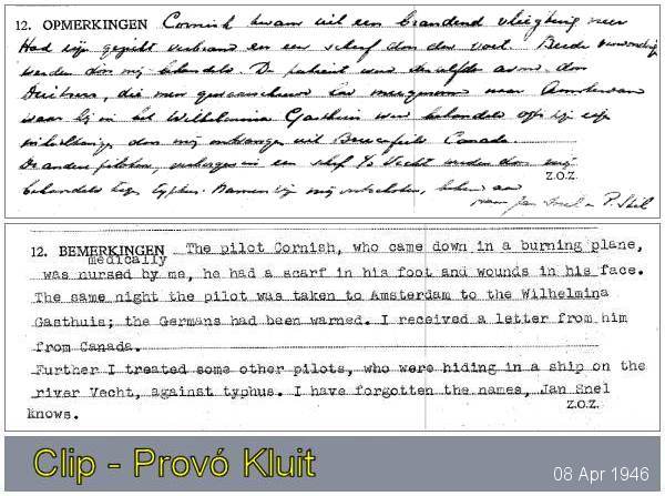 Dr. Piet Provó Kluit - Questionnaire for helpers of Allied Personnel - 08 Apr 1946