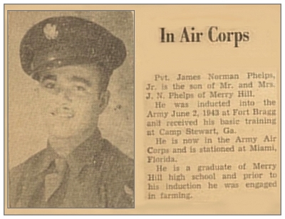 In Air Corps - clip Pvt. James Norman Phelps Jr.