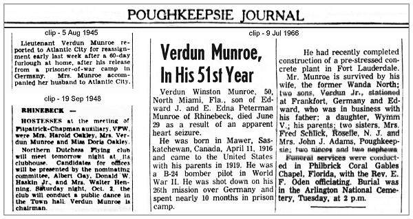 Rhinebeck - Clips Poughkeepsie Journal - Verdun Munroe - 1945 - 1948 - 1966