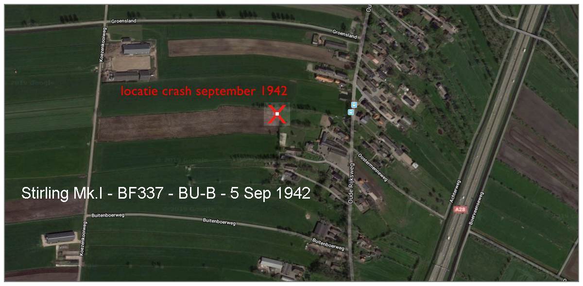 Crash location - Stirling Mk.I - BF337 - BU-B - 05 Sep 1942
