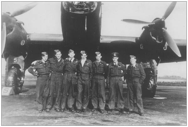 Crew Beattie - standing in front of Halifax - RCAF