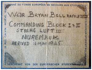 Front notebook - Stalag Luft III, Nuremberg - arrived 16 Mar 1945