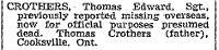 Globe and Mail - 1942-12-21- Crothers