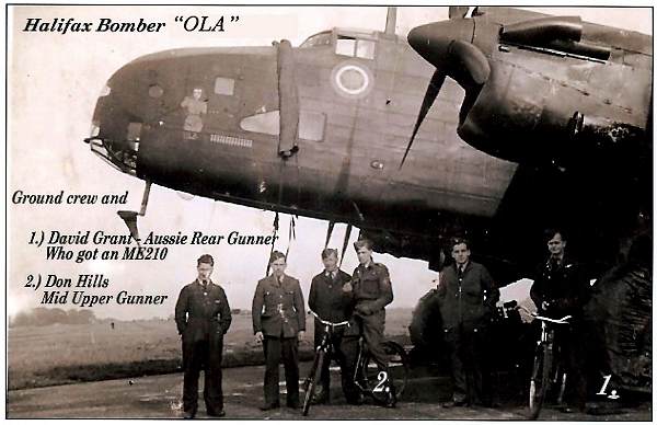 Halifax 'OLA' - Grant, Hills and Ground crew ---
Note: Don 'Hills' - this is Donald Appleyard !!!! - info Paul Skelly - 14 Feb 2011