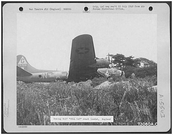 B-17F-35-VE - 'HELL CAT' 42-5910 - at crash location, Hawkinge, UK