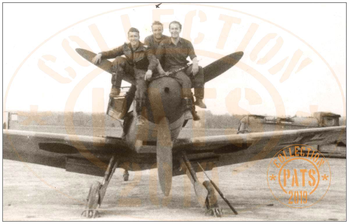 Heinz Klöpper (middle) with two others posing on a Messerschmitt - ~194x