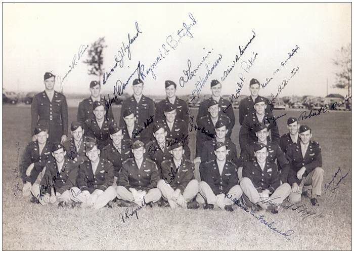 Signed squadron photo with Lt. Edward J. Hyland, Lt. Robert E. Burton and others