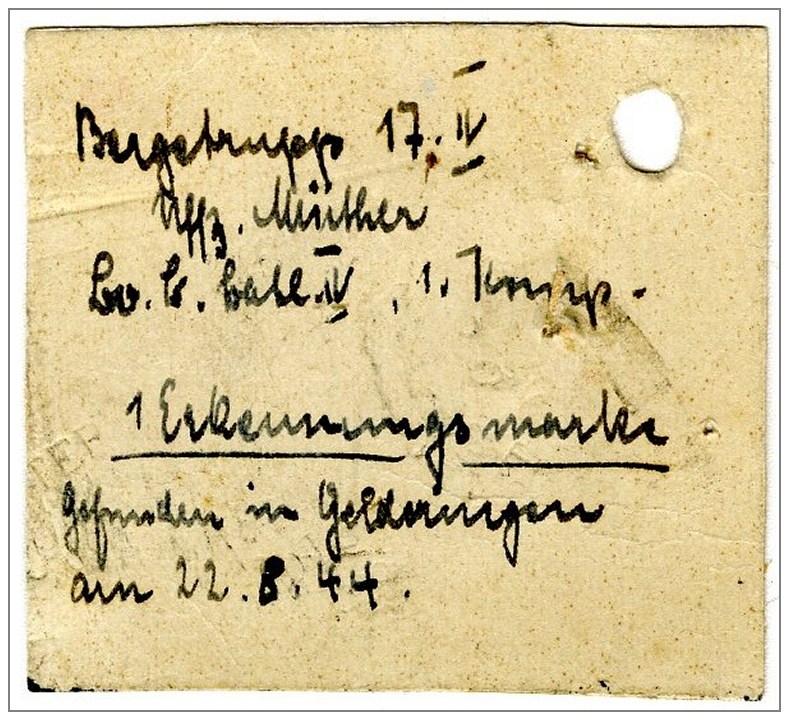 22 Aug 1944 - Zyb - 'Dog Tag' found - via KU 2775