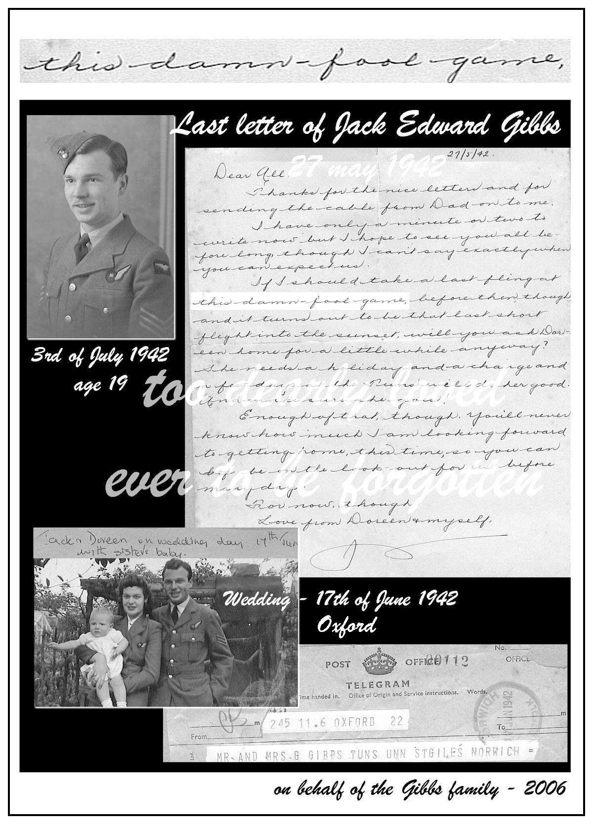 Last letter of Jack Edward Gibbs