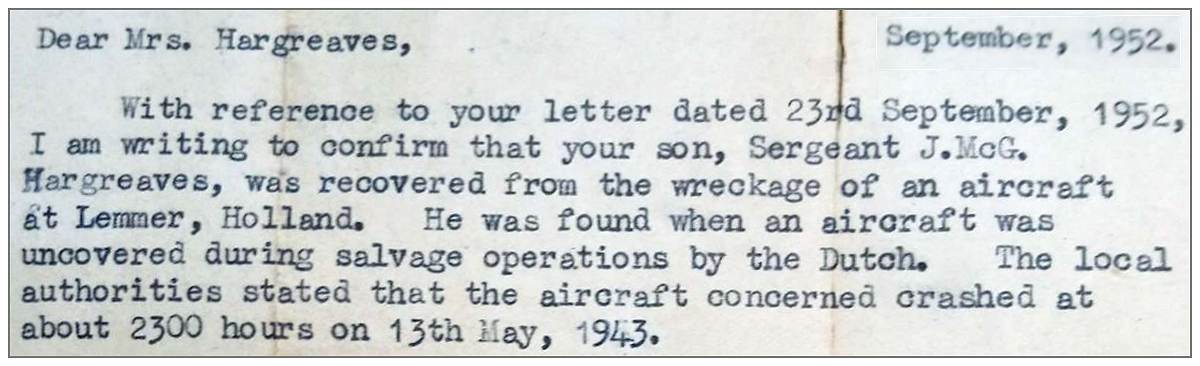 26 Sep 1952 - Letter of Air Ministry, London Road, Stanmore, Middlesex