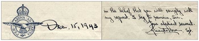 Detail Letter - Sgt. R. Losa - 15 Dec 1943