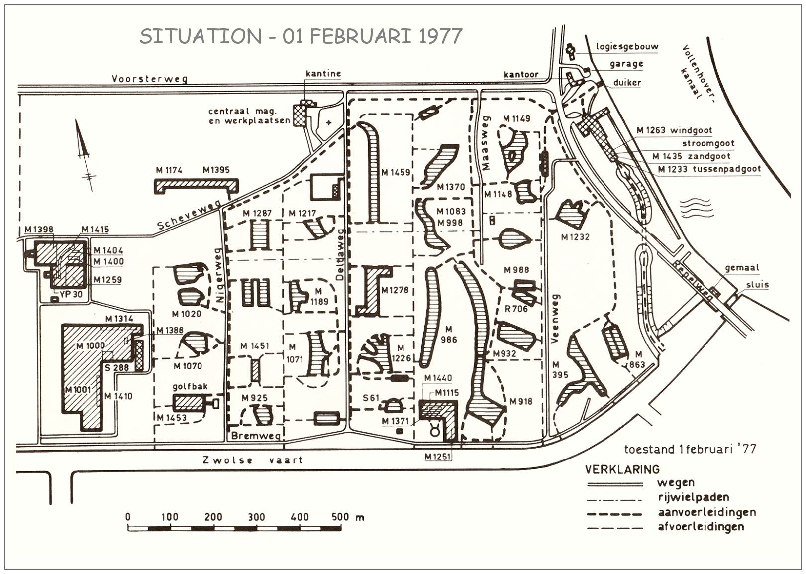 Terrain - Terrein Waterloopkundig Laboratorium - Modelplaatsen - situation 01 Feb 1977