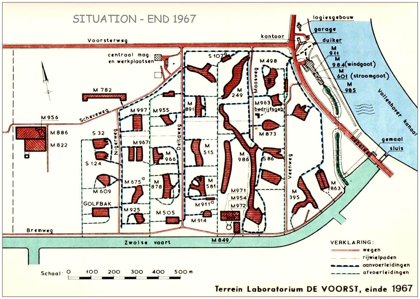Terrain - Terrein Waterloopkundig Laboratorium - Modelplaatsen - situation end of 1967