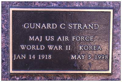 Maj. Gunard Clarence Strand - gravestone - Riverside National Cemetery