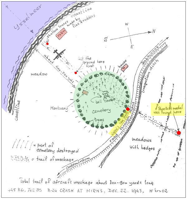Map of crash location - original sketch by Jan J. van der Veer - 1983