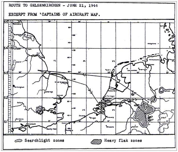 Route - map - Gelsenkirchen - 21 Jun 1944
