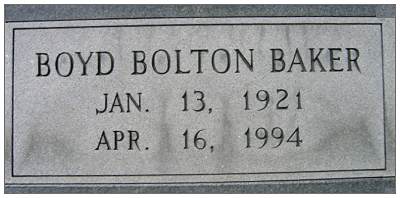 Headstone - Boyd Bolton Baker