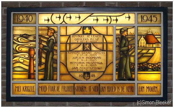 Stained Glass Memorial Window in town hall of IJlst - nowadays in new town hall of municipality Wymbritseradiel