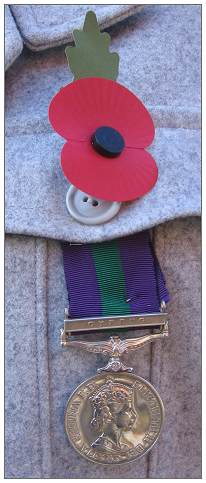 Colin Richard Moggridge - GSM Medal + Poppy - 11 Nov 2012 - General Service Medal - Cyprus clasp - 1963-1964