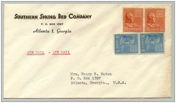 Stamped self-addressed envelope to Mrs. Nancy B. Eaton