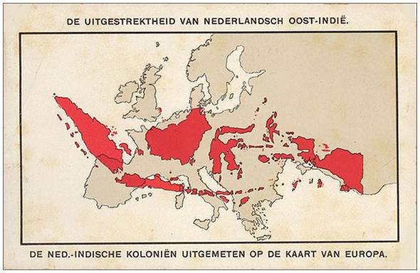Nederlands-Indië uitgemeten over Europa