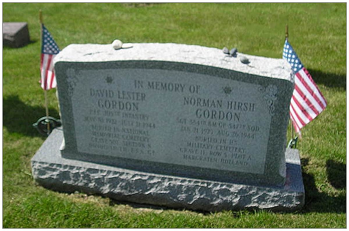 Racine Jewish Memorial Cemetery - David Lester Gordon -
        Norman Hirsh Gordon