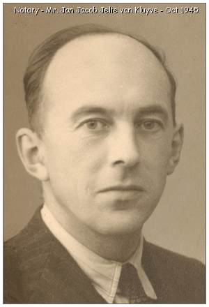 Notary - Mr. Jan Jacob Jelte van Kluyve - Oct 1945