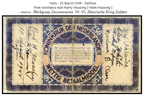 Signed Fl. 2.50 'Zilverbon' banknote of Harry Houwing - 10 March 1944, Dalfsen