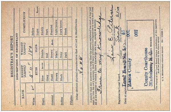 Everett Morrison Odom - Registration Card - Draft WWII