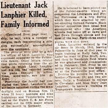 Newsclip - at page 2 - Painesville TELEGRAPH - 19 Jan 1944
