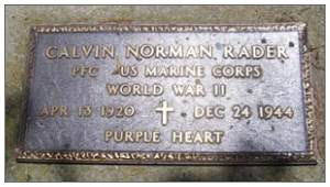 395221 - PFC - Calvin Norman Rader - grave marker - McComb Union Cemetery