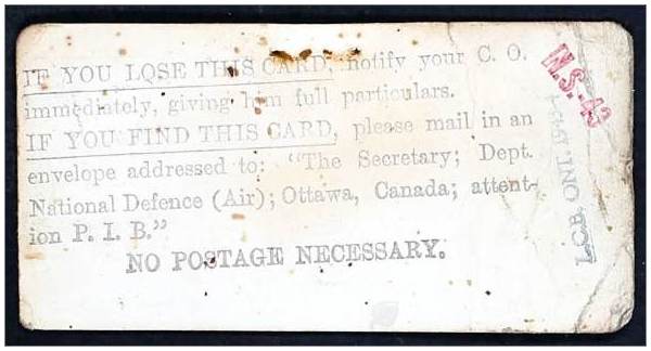 R/168234 - J/35101 - F/O. Andrew Gaddess - RCAF - ID Card - serial no. 175496