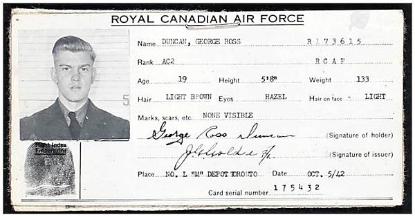 R/173615 - J/35615 - F/O. George Ross Duncan - RCAF