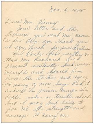 06 Nov 1945 - Letter of Mrs. Bogan Radich to Mrs. Honnef