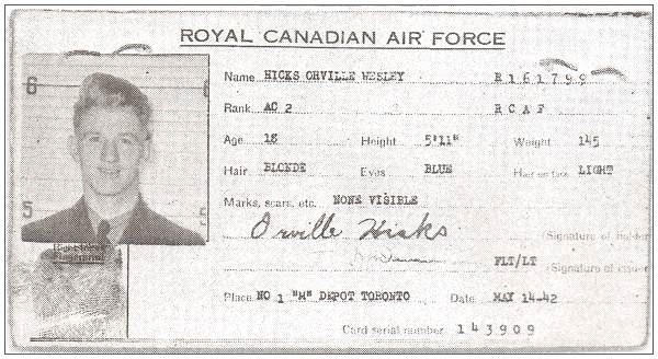ID Pass - Orville Wesley Hicks - RCAF