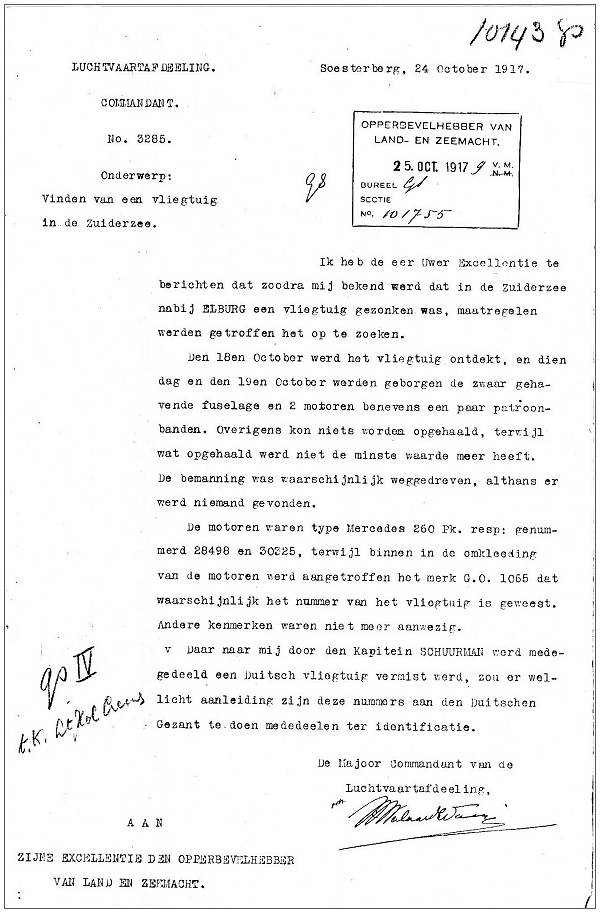 LVA - report No.3285 - Soesterberg, 24 Oct 1917