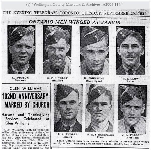Ontario men winged at Jarvis, ON - Sep 1942 - G. W. F. Reynolds, Elora